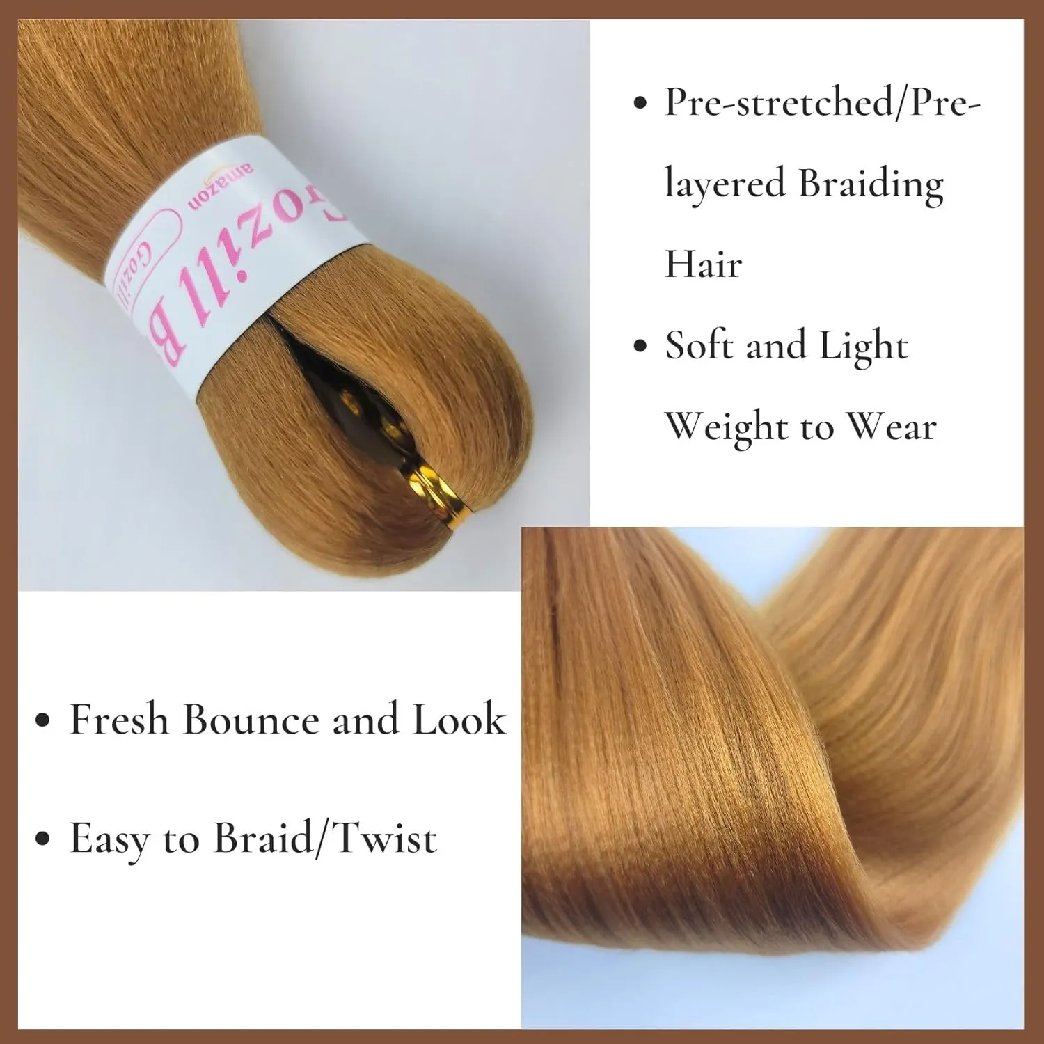Honey Blonde Braiding Hair Pre Stretched for Braids 27# Knotless Boho Hair for Braiding(6 Packs)