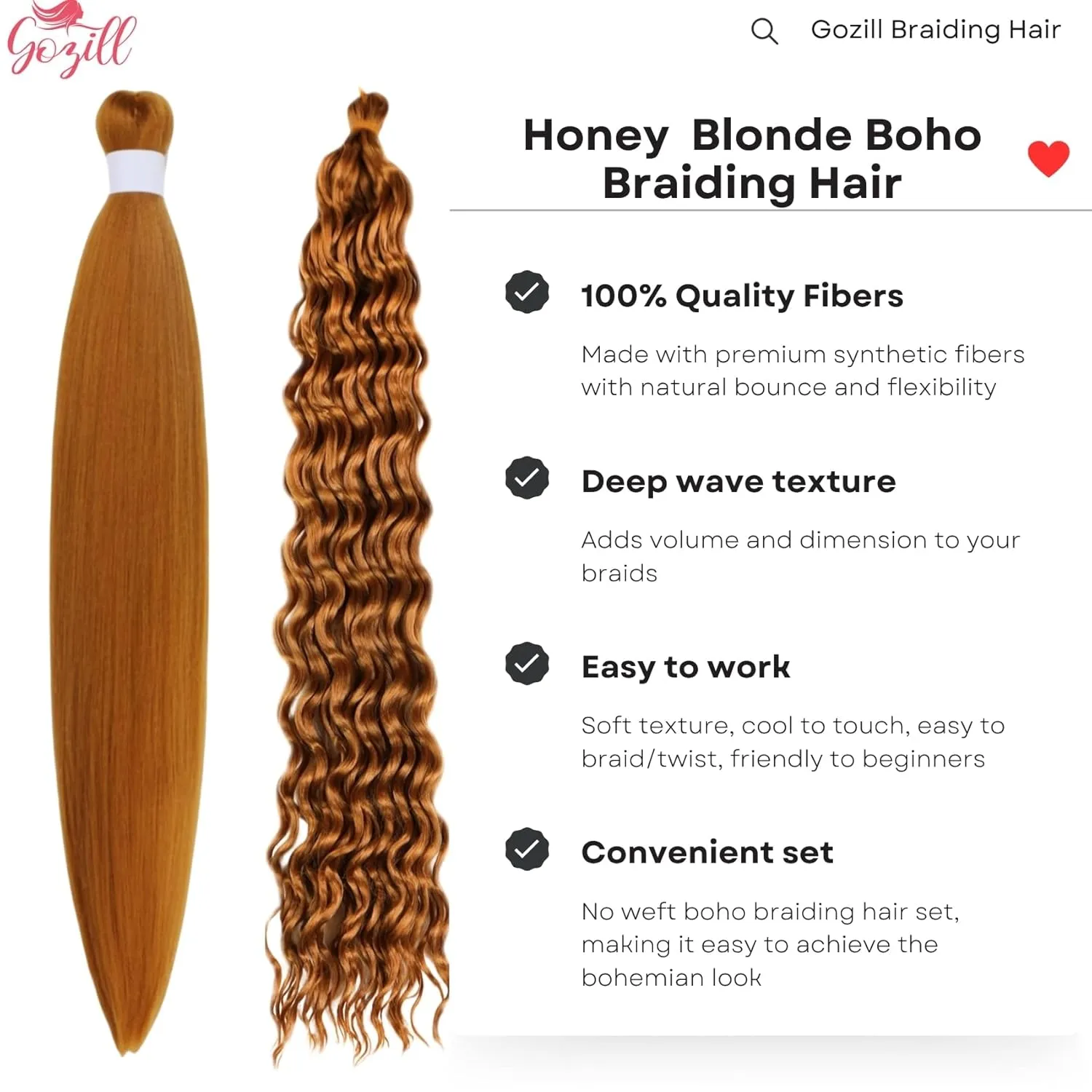 Honey Blonde Braiding Hair Pre Stretched for Braids 27# Knotless Boho Hair for Braiding(6 Packs)