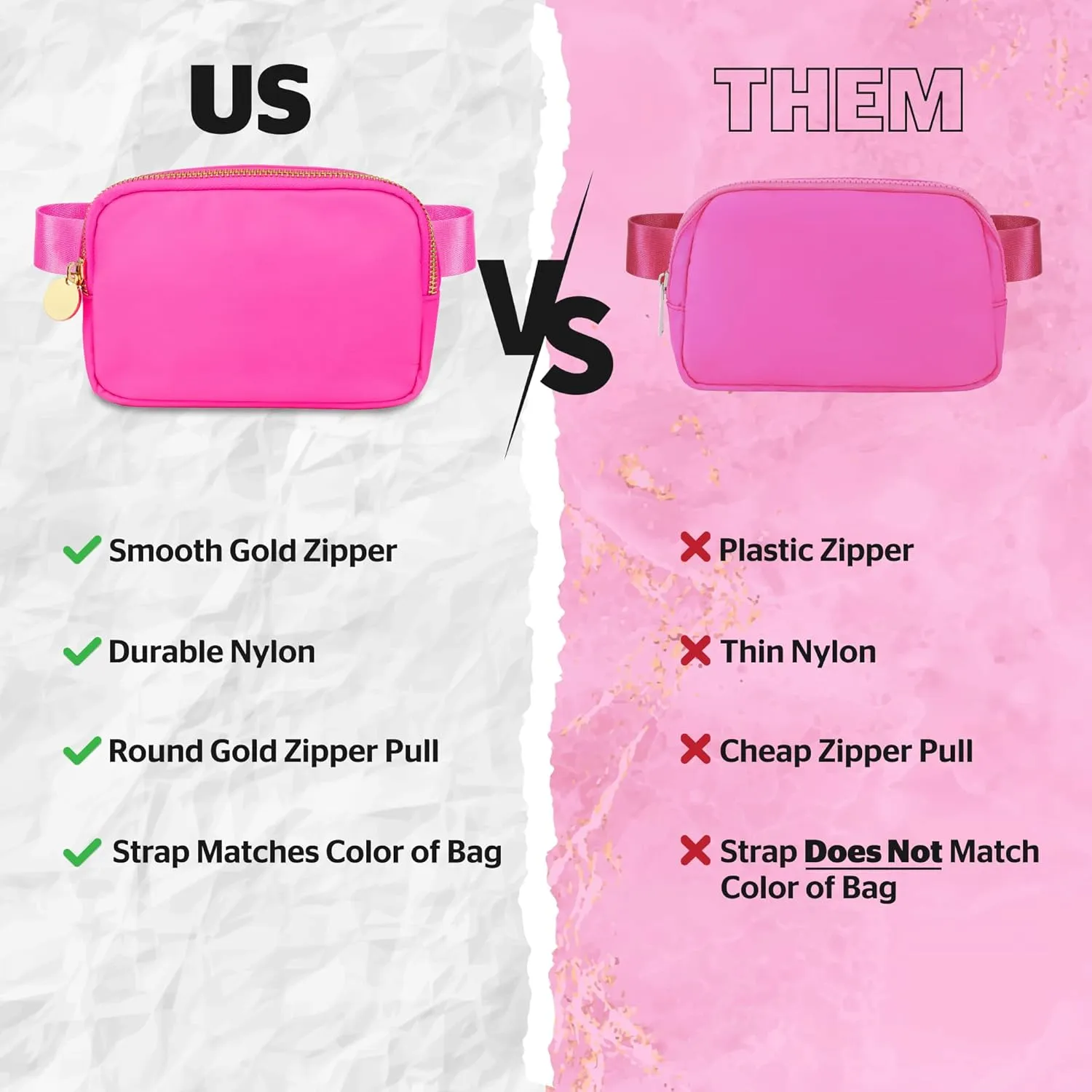 Hot Pink Belt Bag for Women & Girls – Stylish Fanny Pack, Crossbody Waist Bag, Fashionable Everywhere Belt Bag, Trendy Cross Body Fanny Pack for Travel & Daily Use