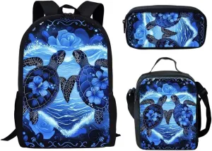 HUGS IDEA 3 Pcs School Bag Set with Thermal Insulated Lunch Tote Purse Pencil Case