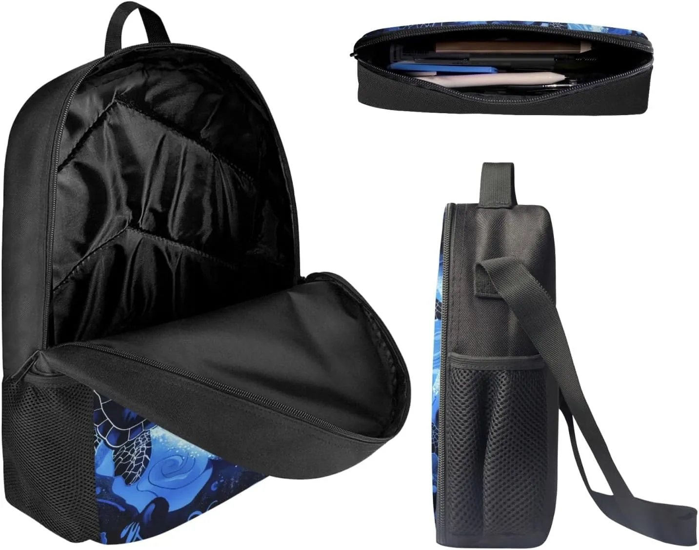 HUGS IDEA 3 Pcs School Bag Set with Thermal Insulated Lunch Tote Purse Pencil Case
