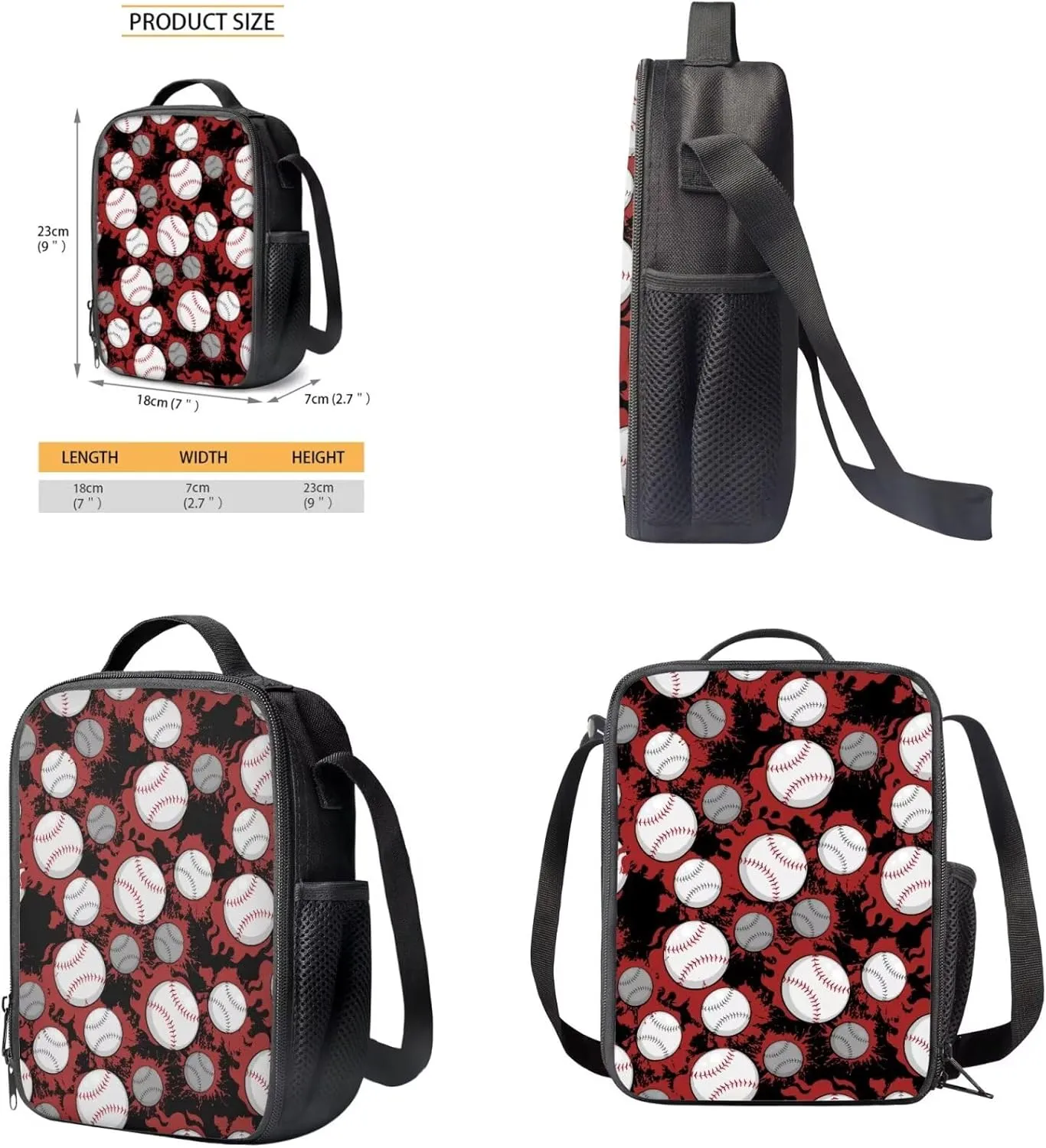 HUGS IDEA Baseball Backpack for School Boys Toddler Backpack for Kids Kindergarten School Bag for Boys 4-6 Cute Bookbag with Lunchbox for Kids 15 Inch Children Backpacks for Preschool