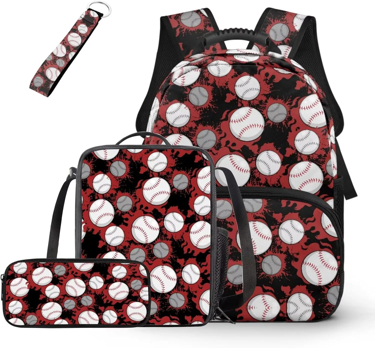 HUGS IDEA Baseball Backpack for School Boys Toddler Backpack for Kids Kindergarten School Bag for Boys 4-6 Cute Bookbag with Lunchbox for Kids 15 Inch Children Backpacks for Preschool