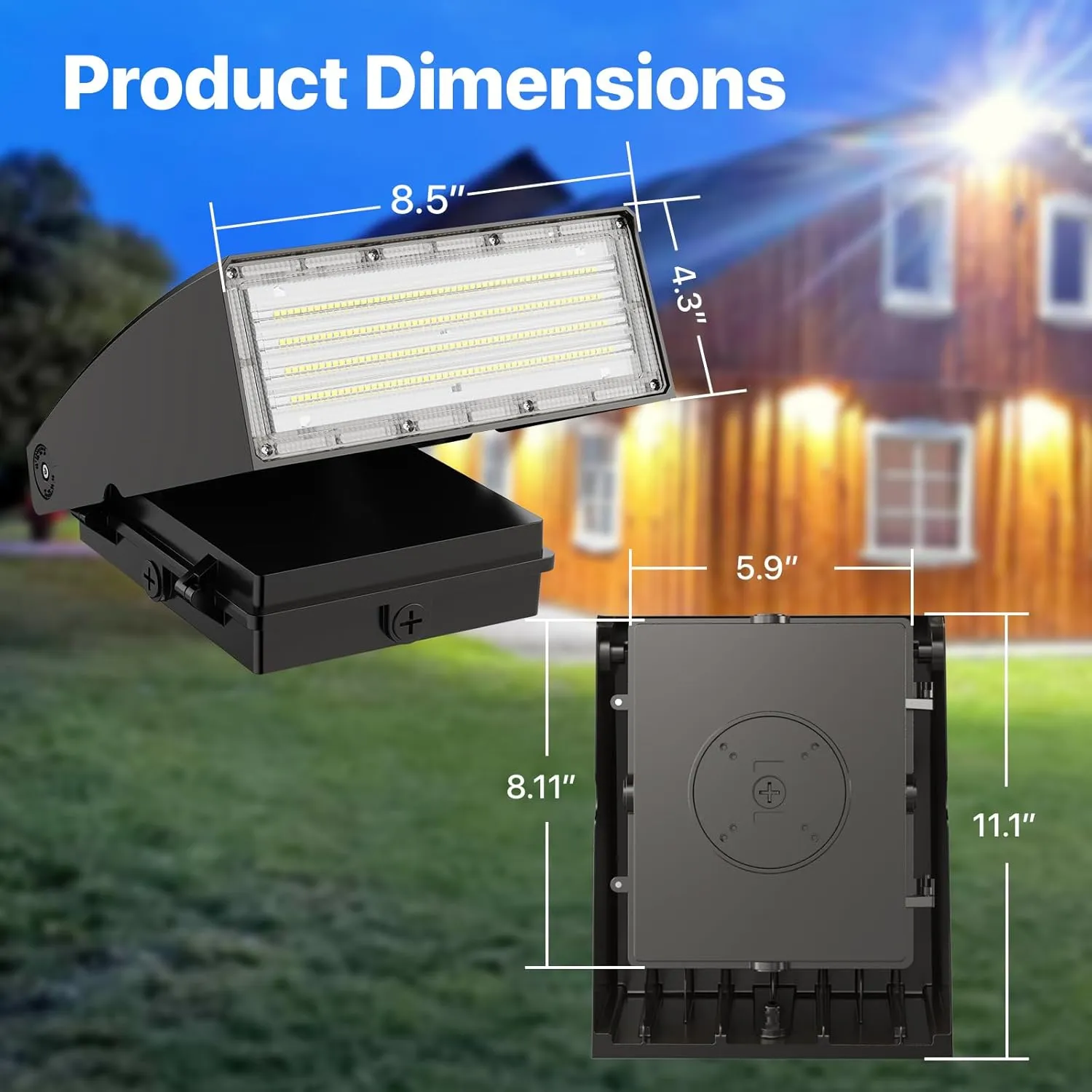 HYPERLITE Wall Pack Light 100W: 13000LM ETL Approved Full Cut-off Adjustable LED Wall Packs Outside Lighting Commercial for Driveway Warehouse Shed Alley Patio Entrance - 400W Matel-Halide Replacement