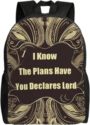 I Know The Plans Have You Declares Lord Cute Backpack Waterproof Lightweight Laptop Backpack Shoulder Bag Casual Daypack For Women Men