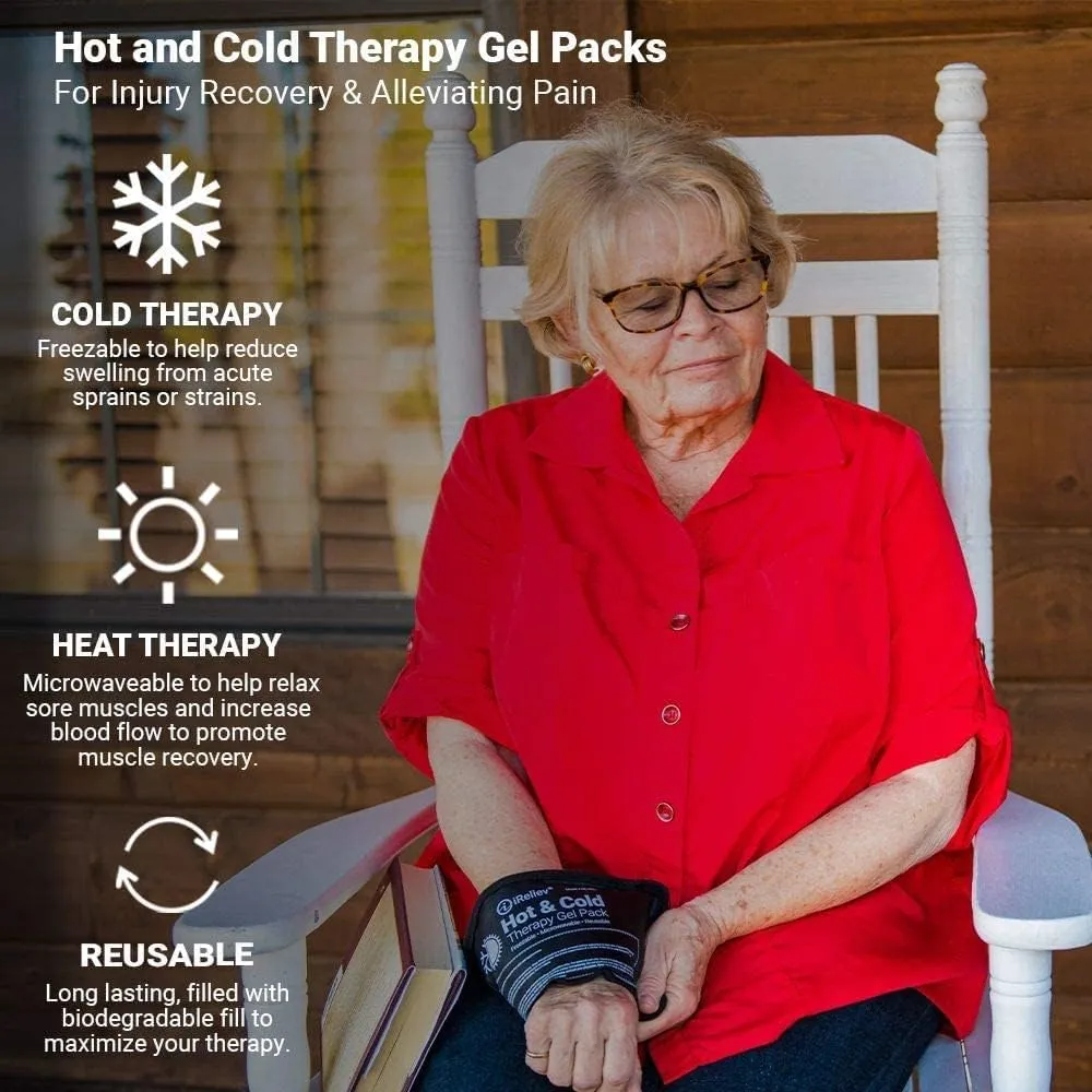 Ice Pack for Hot & Cold Therapy Gel Pack - Hot & Cold Relief, Reusable, Freezable & Microwaveable, Pain & Muscle Soreness, Arm, Leg, Knee, Shoulder, Back Pain Relief, Compression Pack & Strap
