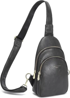INICAT Crossbody Sling Bags Fanny Packs Leather Purses Chest Bag for Women