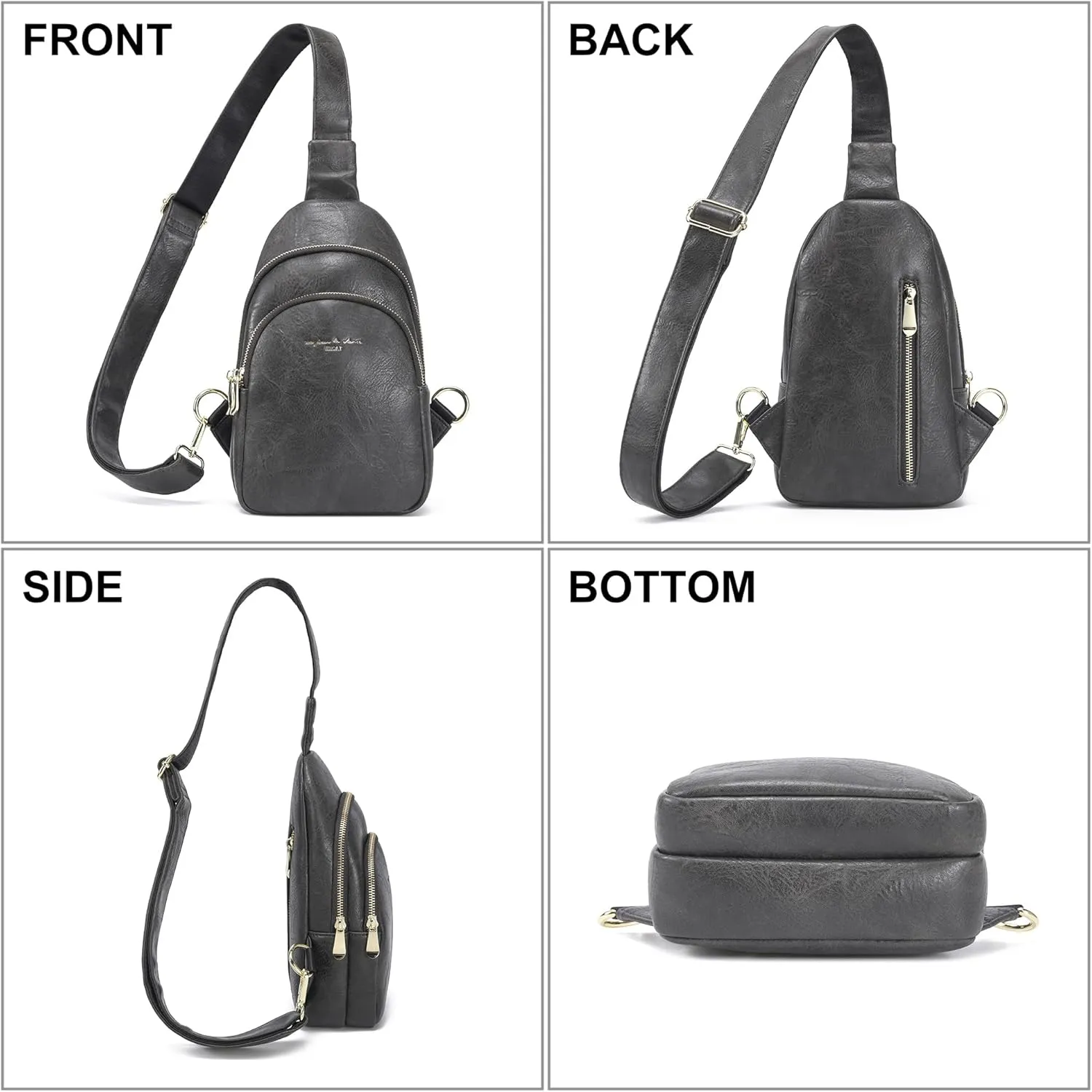 INICAT Crossbody Sling Bags Fanny Packs Leather Purses Chest Bag for Women