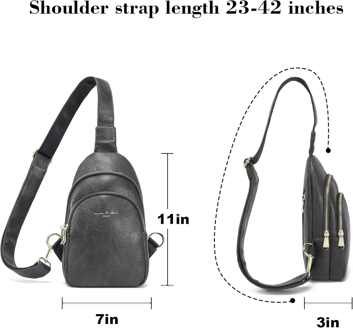 INICAT Crossbody Sling Bags Fanny Packs Leather Purses Chest Bag for Women