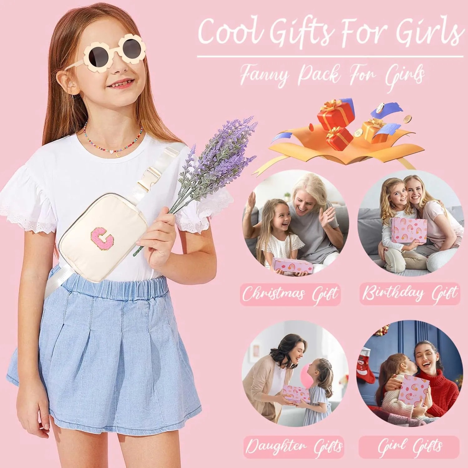 Initial Crossbody Belt Bag - Birthday & for 8-12 Year Old Girls