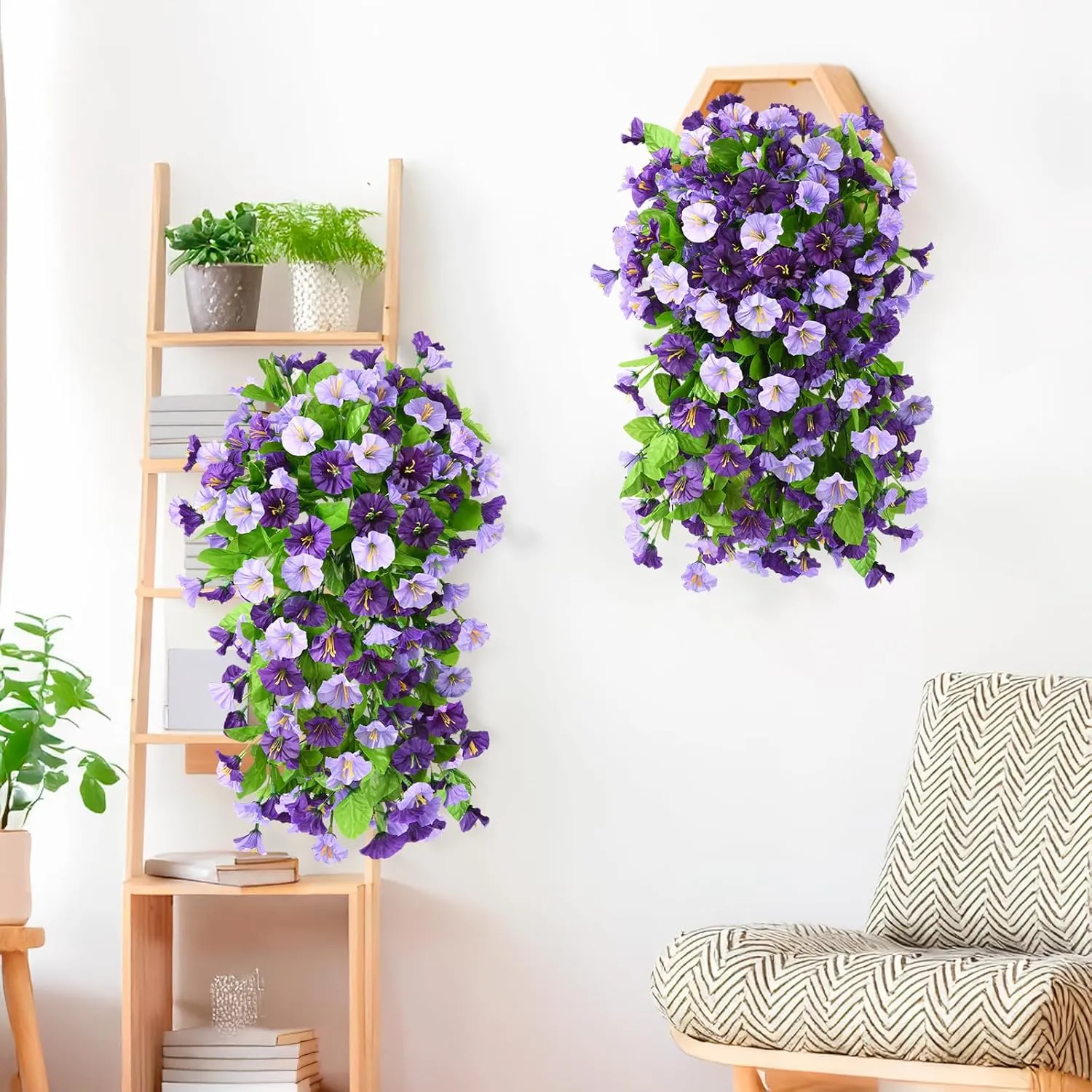 INQCMY Artificial Flowers Outdoor Spring Decor Faux Silk Morning Glory Fake Hanging Flowers UV Resistant Look Real for Home Porch Lawn Garden