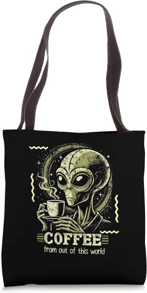 Interstellar Brew Club: Alien Coffee with Cosmic Humor Tote Bag