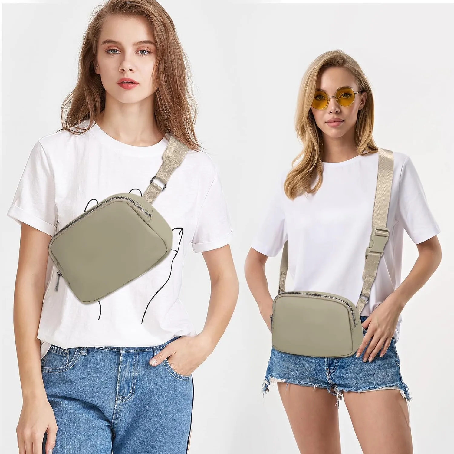 INTINI Everywhere Belt Bag – Large, Crossbody Fanny Pack Women 56 Inch Plus Size Waist Cross Body Fashion Khaki