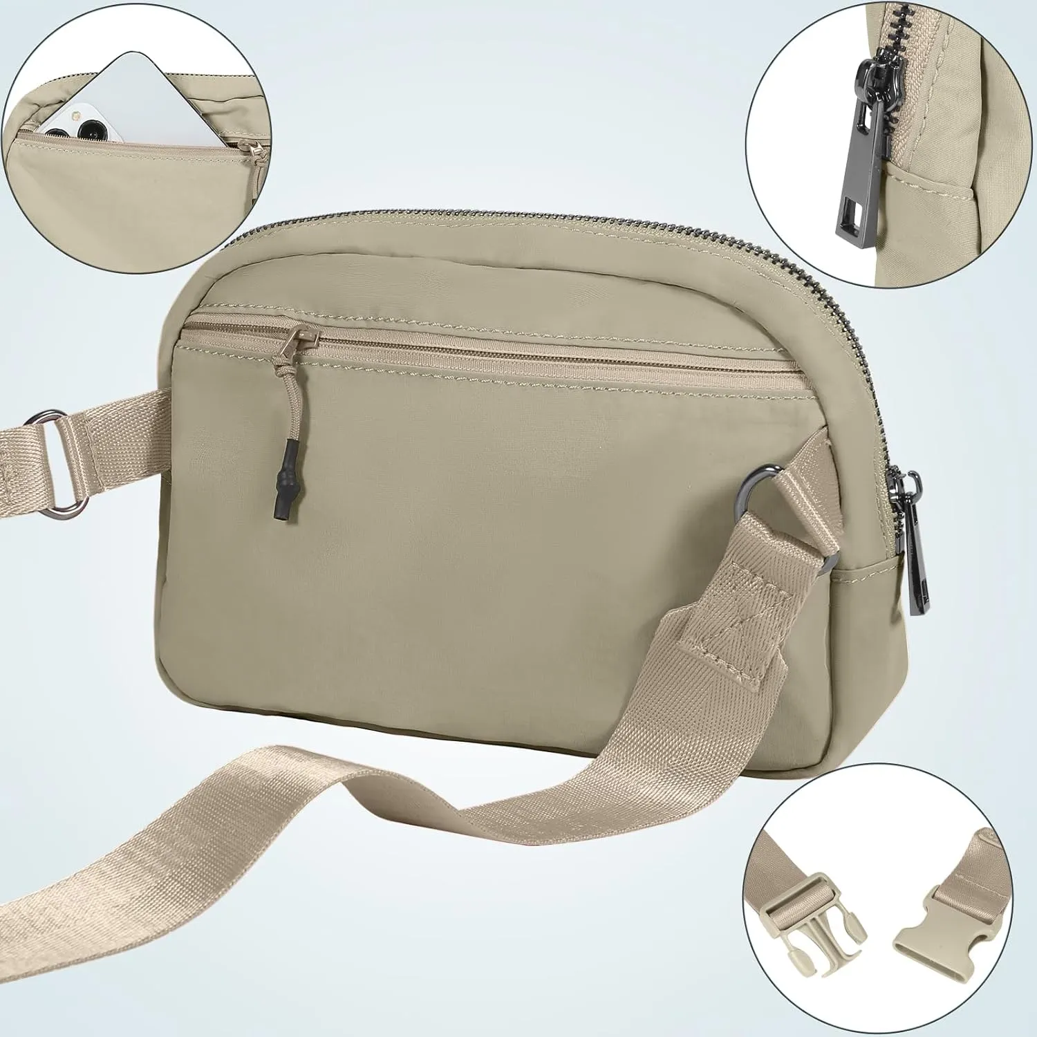 INTINI Everywhere Belt Bag – Large, Crossbody Fanny Pack Women 56 Inch Plus Size Waist Cross Body Fashion Khaki