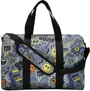 iscream 17" x 11" Duffle Bag with Sturdy Canvas Exterior for Sport and Travel with Adjustable Strap - Vintage Gamer