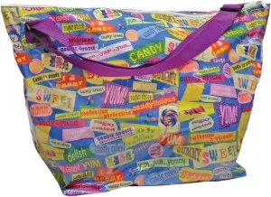 iscream 23.5" x 16" Weekender Travel Tote Bag with Wipe Clean Exterior and Adjustable Strap - Candy Words