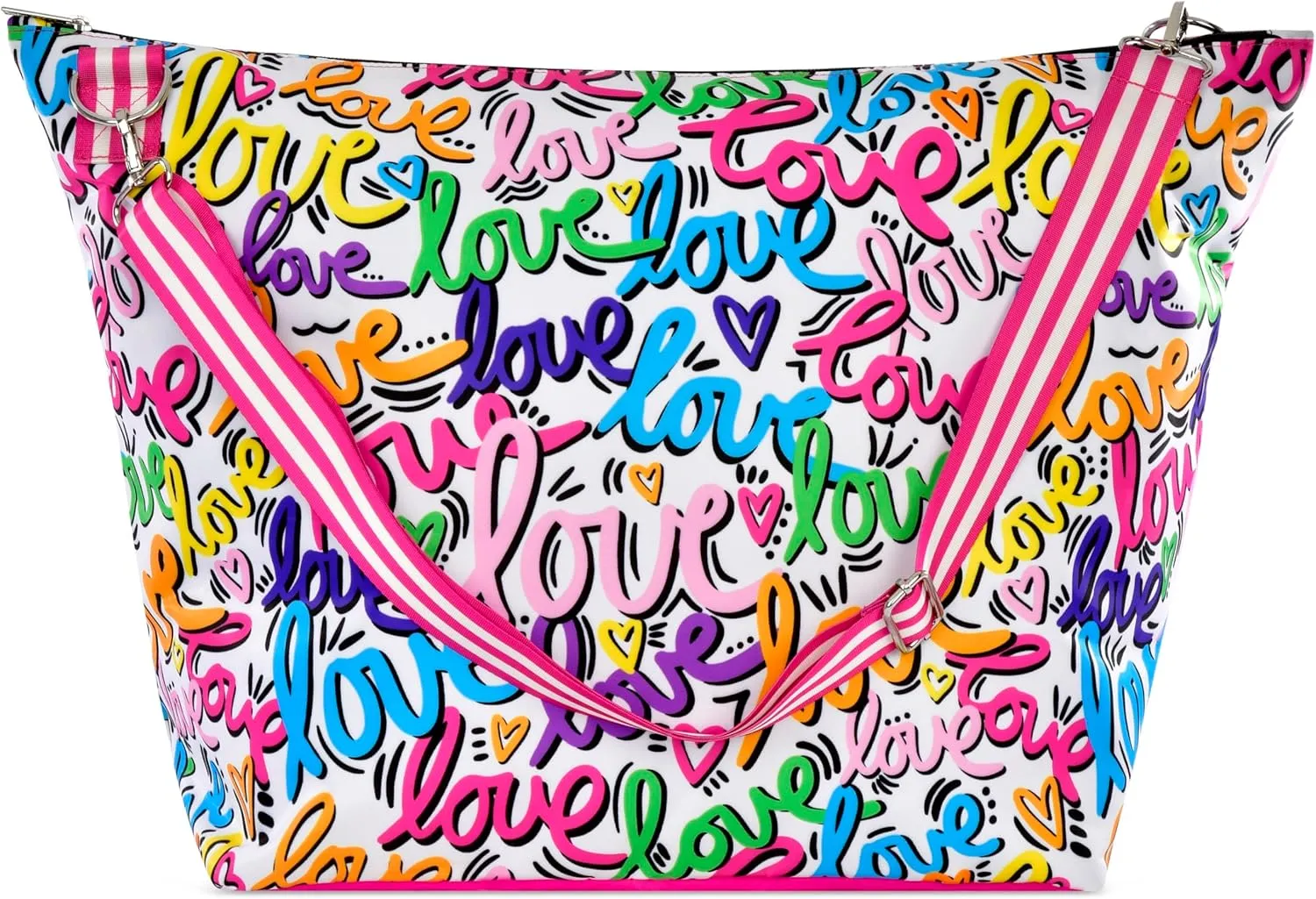 iscream   Corey Paige Designs 23.5" x 16" Weekender Travel Tote Bag with Vibrant Nylon Exterior and Adjustable Strap - Love Letters
