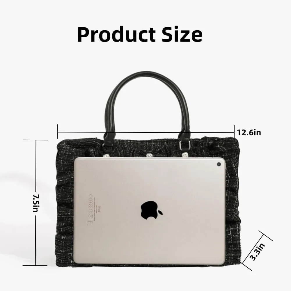 Ita Bag Tote Handbag Small Aesthetic Single Shoulder Crossbody Bag with Insert Ruffle Bow Purse for Gothic Girls (Black)