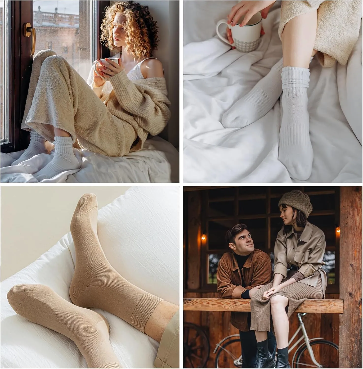 J-BOX 8-10 Pairs Womens Cotton Crew Socks Thin Dress Socks for Women Above Ankle Breathable Casual Sock
