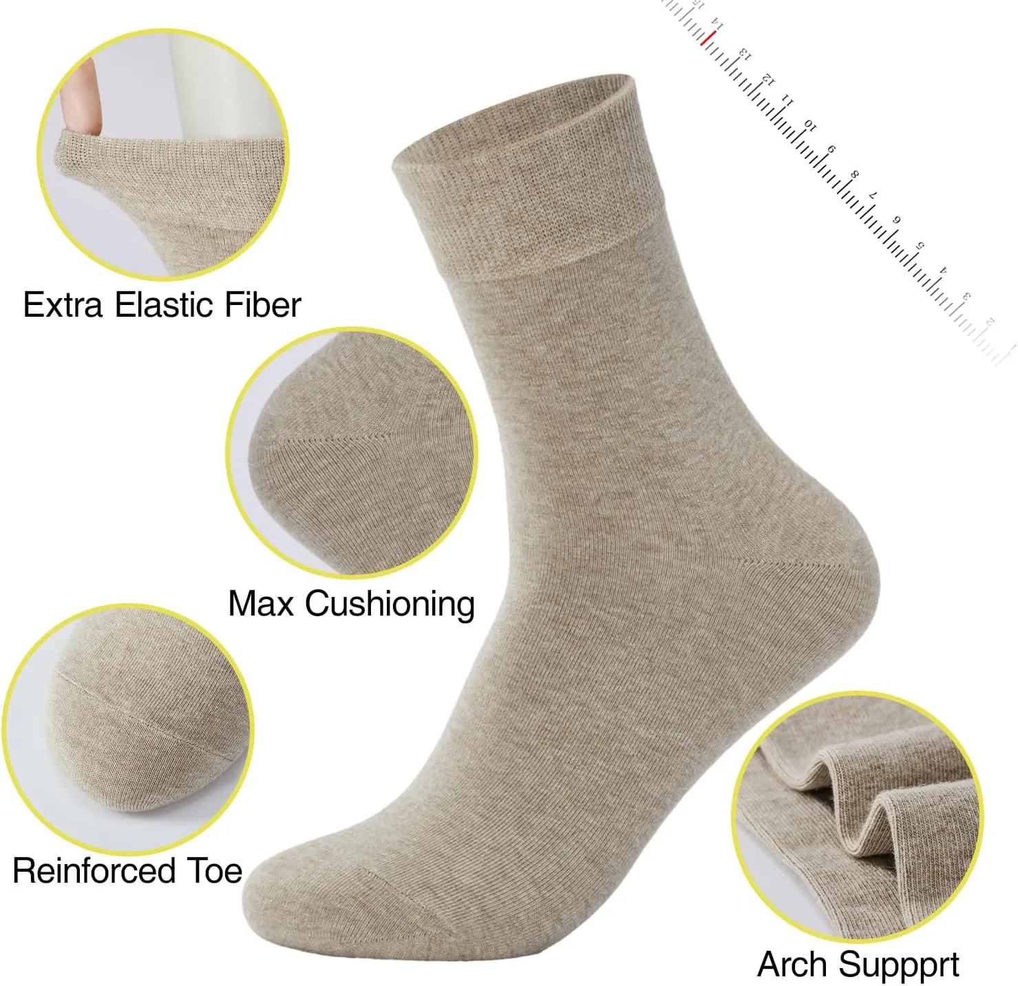 J-BOX 8-10 Pairs Womens Cotton Crew Socks Thin Dress Socks for Women Above Ankle Breathable Casual Sock