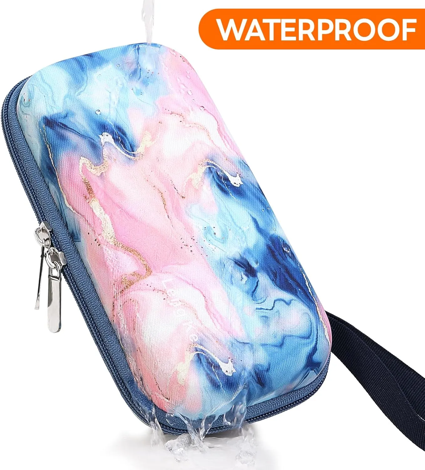 JAKAGO Hard Cover Insulin Cooler Case with 2 Gel Ice Pack TSA Approved Diabetic Medication Organizer with Thermal Insulation Medical Cooling Bag for Traveling (Quicksand Pink)