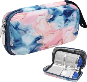 JAKAGO Hard Cover Insulin Cooler Case with 2 Gel Ice Pack TSA Approved Diabetic Medication Organizer with Thermal Insulation Medical Cooling Bag for Traveling (Quicksand Pink)