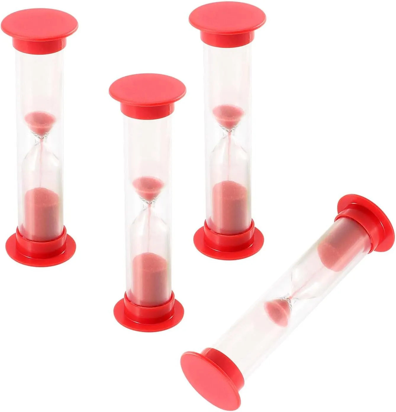JAPCHET 100 Packs 1 Minute Sand Timer, Hourglass Sandglass Clock, Countdown Bulk Set Timers for Classroom School Prize Party Favors, Red