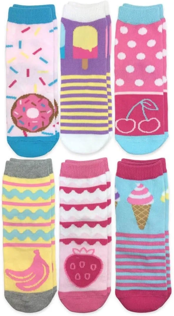 Jefferies Socks Girls Fashion Novelty Pattern Variety Crew Socks 12 Pair Pack