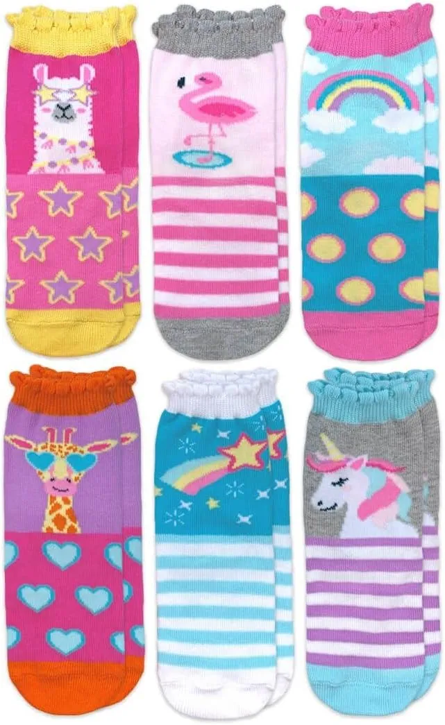 Jefferies Socks Girls Fashion Novelty Pattern Variety Crew Socks 12 Pair Pack