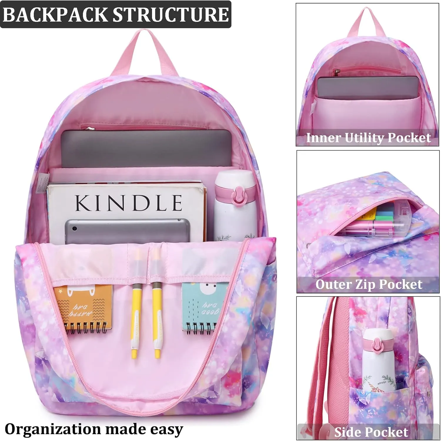 JIANYA School Backpack for Teen Girls - Lightweight Kids Girls School Book Bags