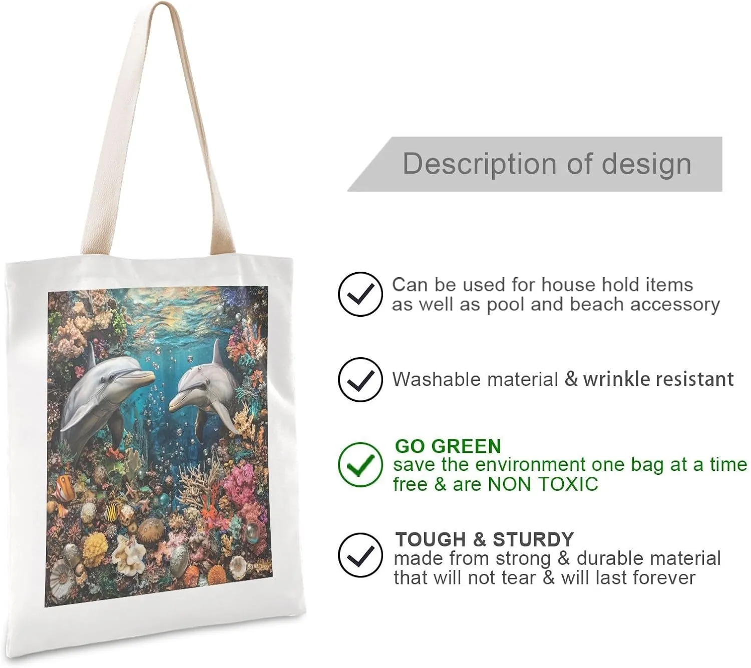 JSTEL Canvas Tote Bag for Women with Pocket,Canvas Tote Purse Shopping Bag