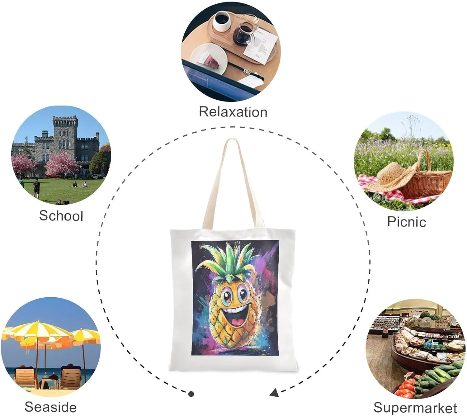 JSTEL Canvas Tote Bag for Women with Pocket,Canvas Tote Purse Shopping Bag