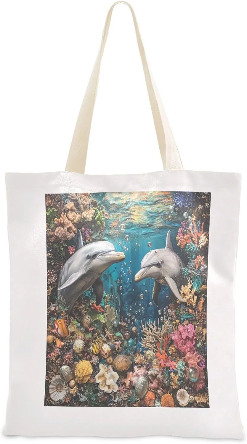 JSTEL Canvas Tote Bag for Women with Pocket,Canvas Tote Purse Shopping Bag