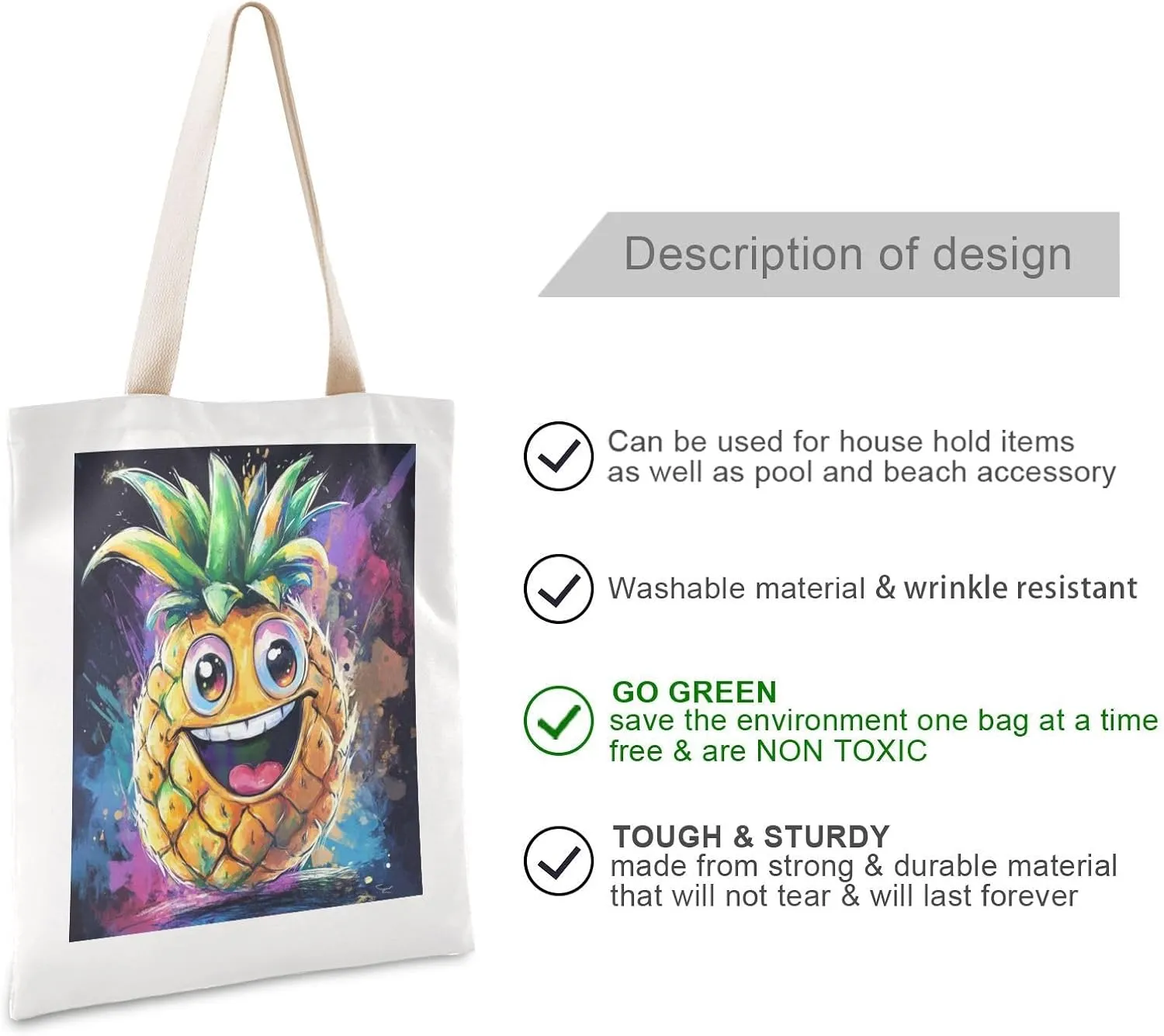 JSTEL Canvas Tote Bag for Women with Pocket,Canvas Tote Purse Shopping Bag