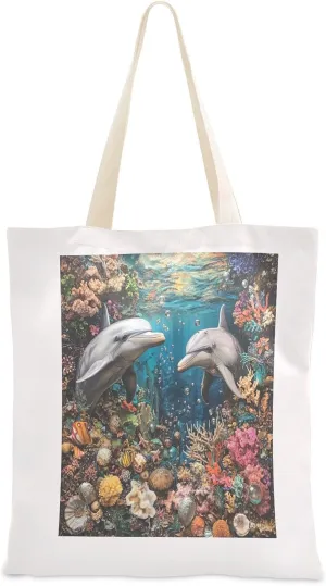 JSTEL Canvas Tote Bag for Women with Pocket,Canvas Tote Purse Shopping Bag