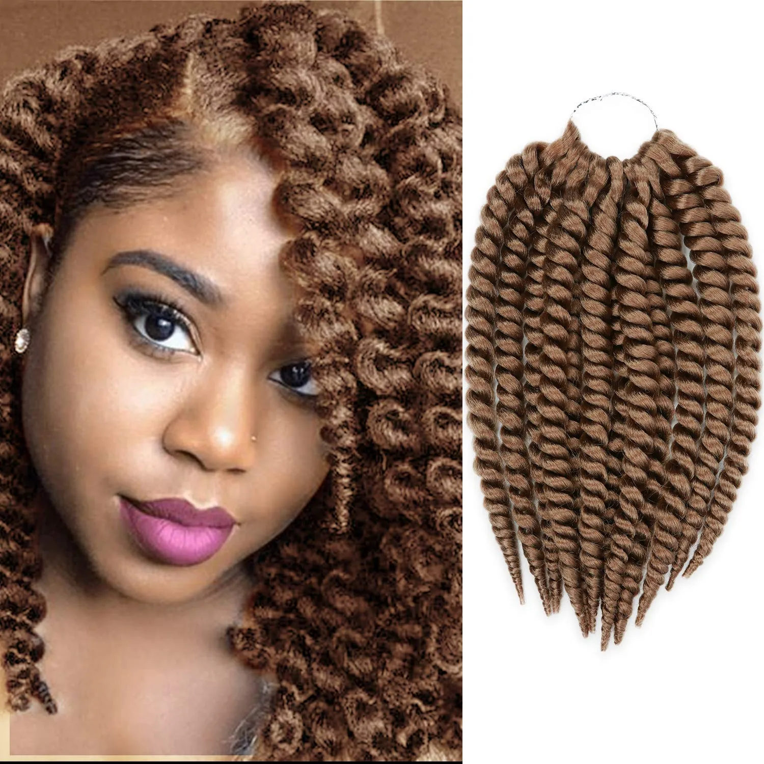 Jumbo Senegalese Twist Crochet Hair, 12 Inch, 6 Pack, Synthetic Extensions for Havana and Mambo Twist Styles, (27, Strawberry Blonde)