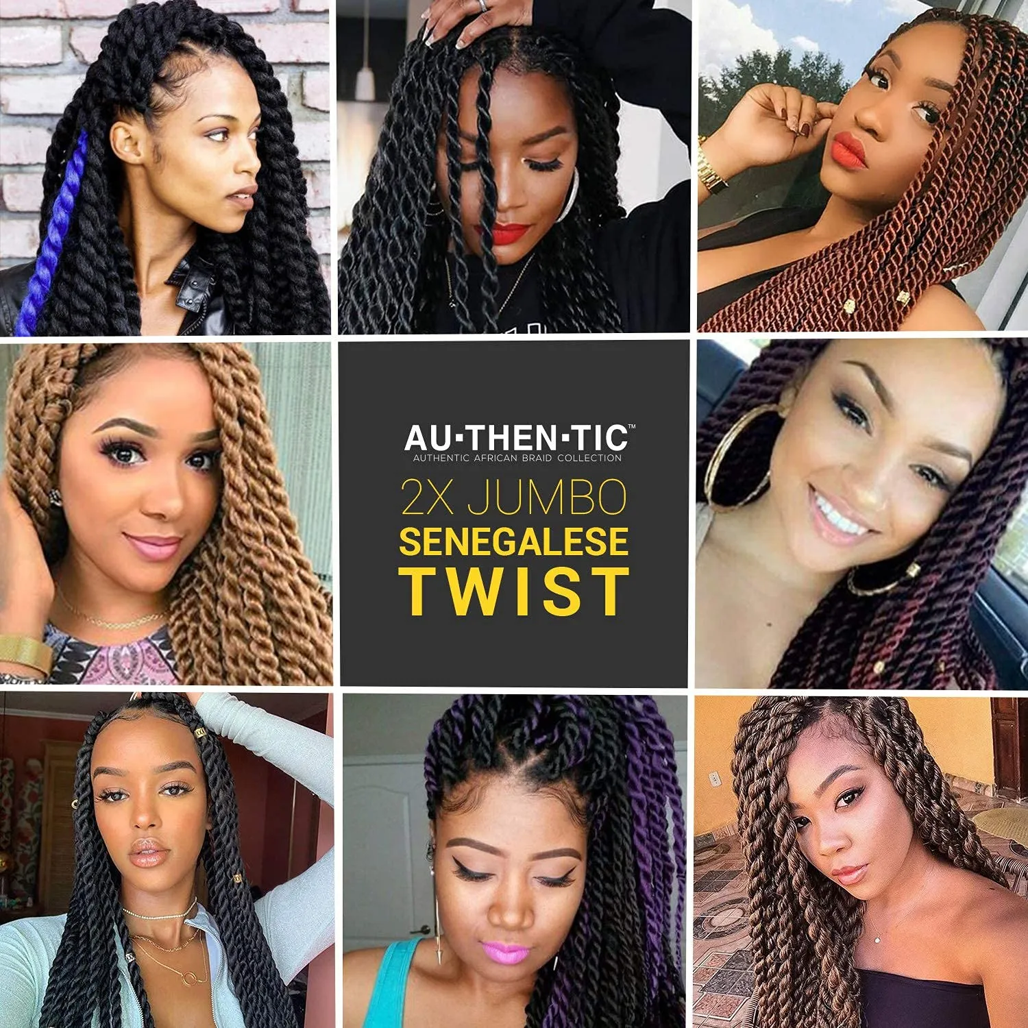 Jumbo Senegalese Twist Crochet Hair, 24 Inch, 8 Pack, Synthetic Extensions for Havana and Mambo Twist Styles, (Blue)
