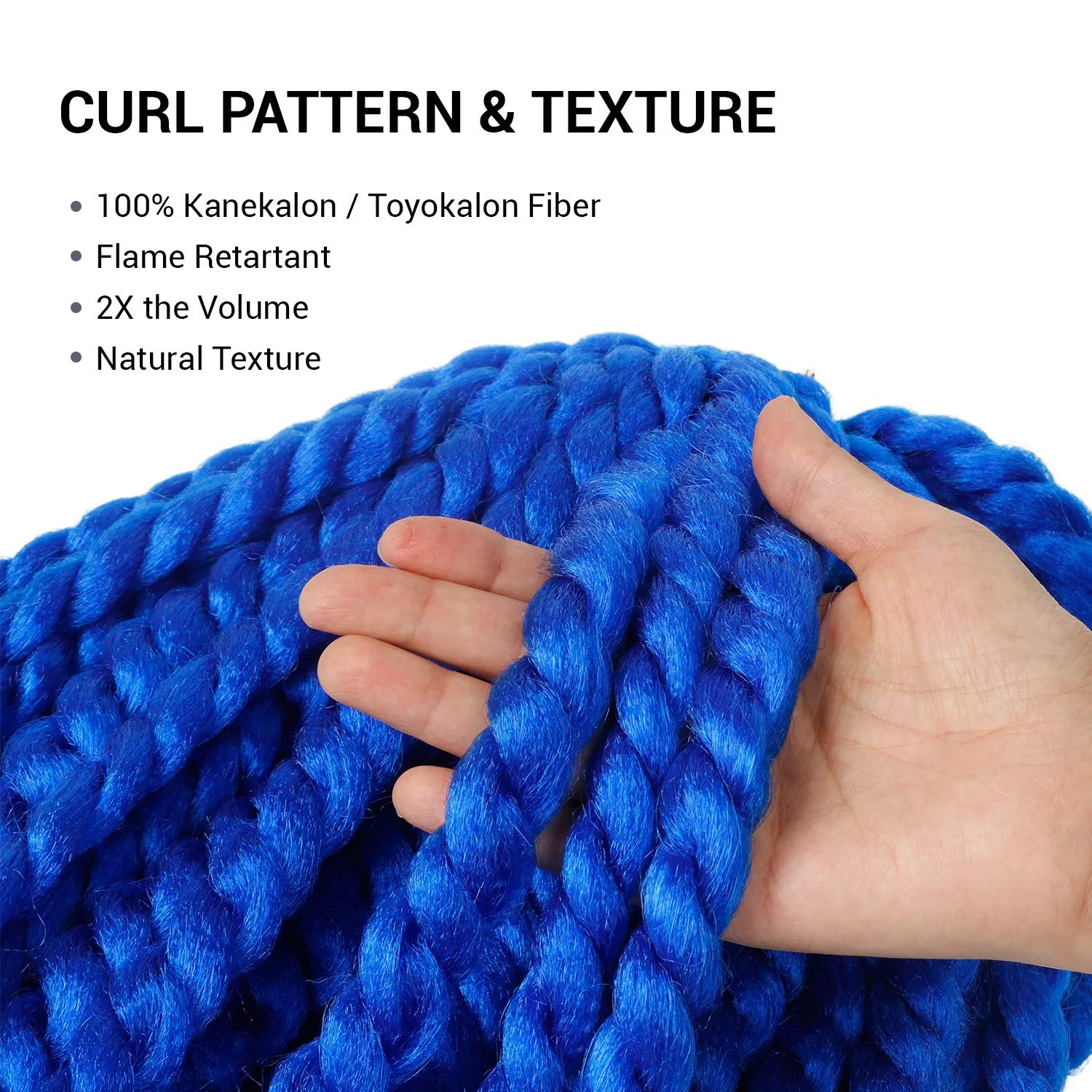 Jumbo Senegalese Twist Crochet Hair, 24 Inch, 8 Pack, Synthetic Extensions for Havana and Mambo Twist Styles, (Blue)