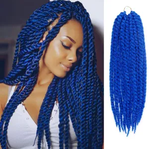 Jumbo Senegalese Twist Crochet Hair, 24 Inch, 8 Pack, Synthetic Extensions for Havana and Mambo Twist Styles, (Blue)