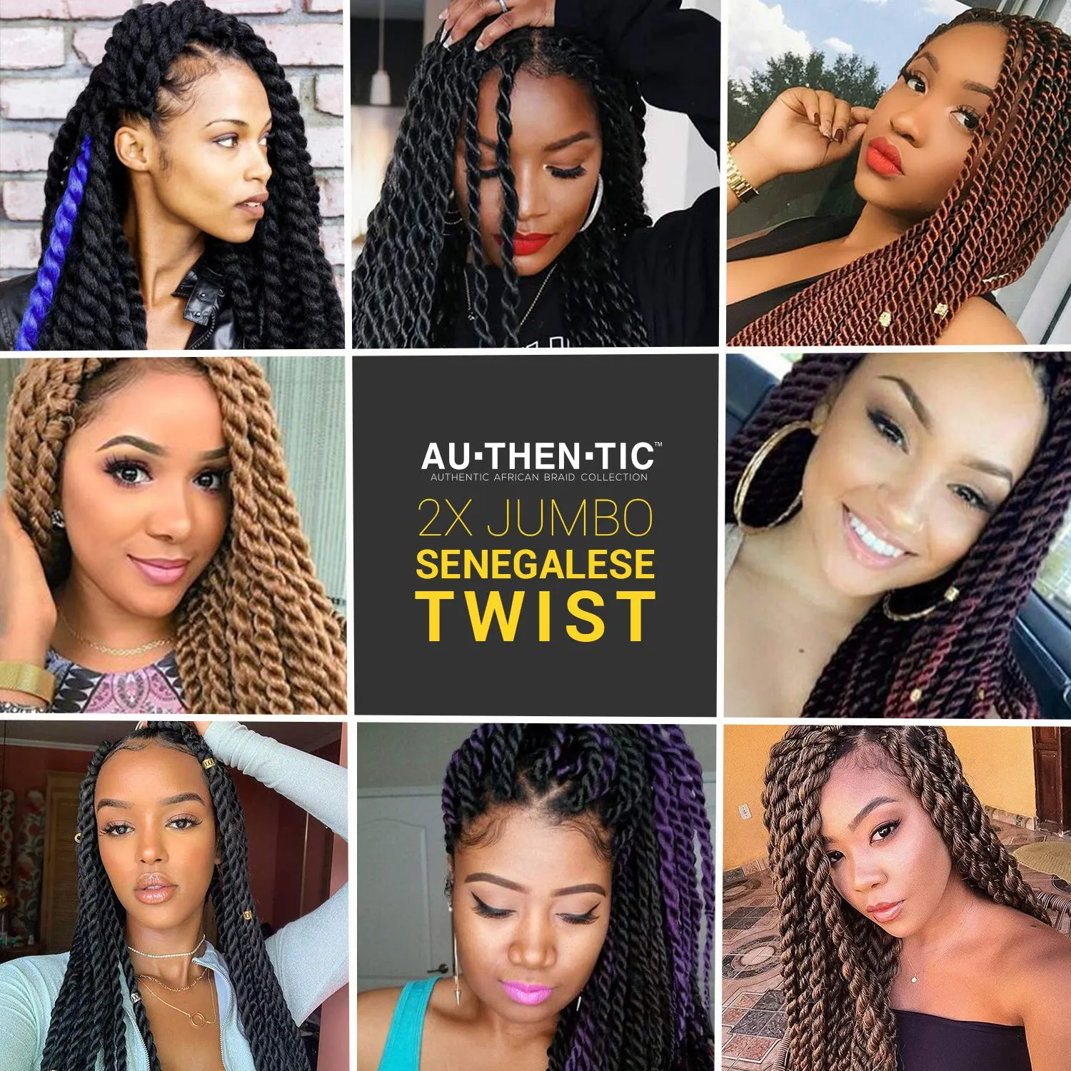Jumbo Senegalese Twist Crochet Hair, 24 Inch, 8 Pack, Synthetic Extensions for Havana and Mambo Twist Styles, (BURG, Burgundy)
