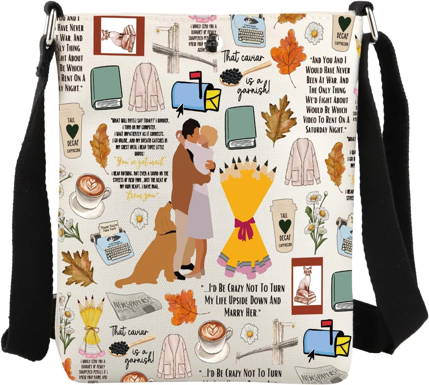 JYTAPP Mail Fan Movie Merch Crossbody Bag Romance Comedy Movie Inspired Gifts Got Mail Merchandise