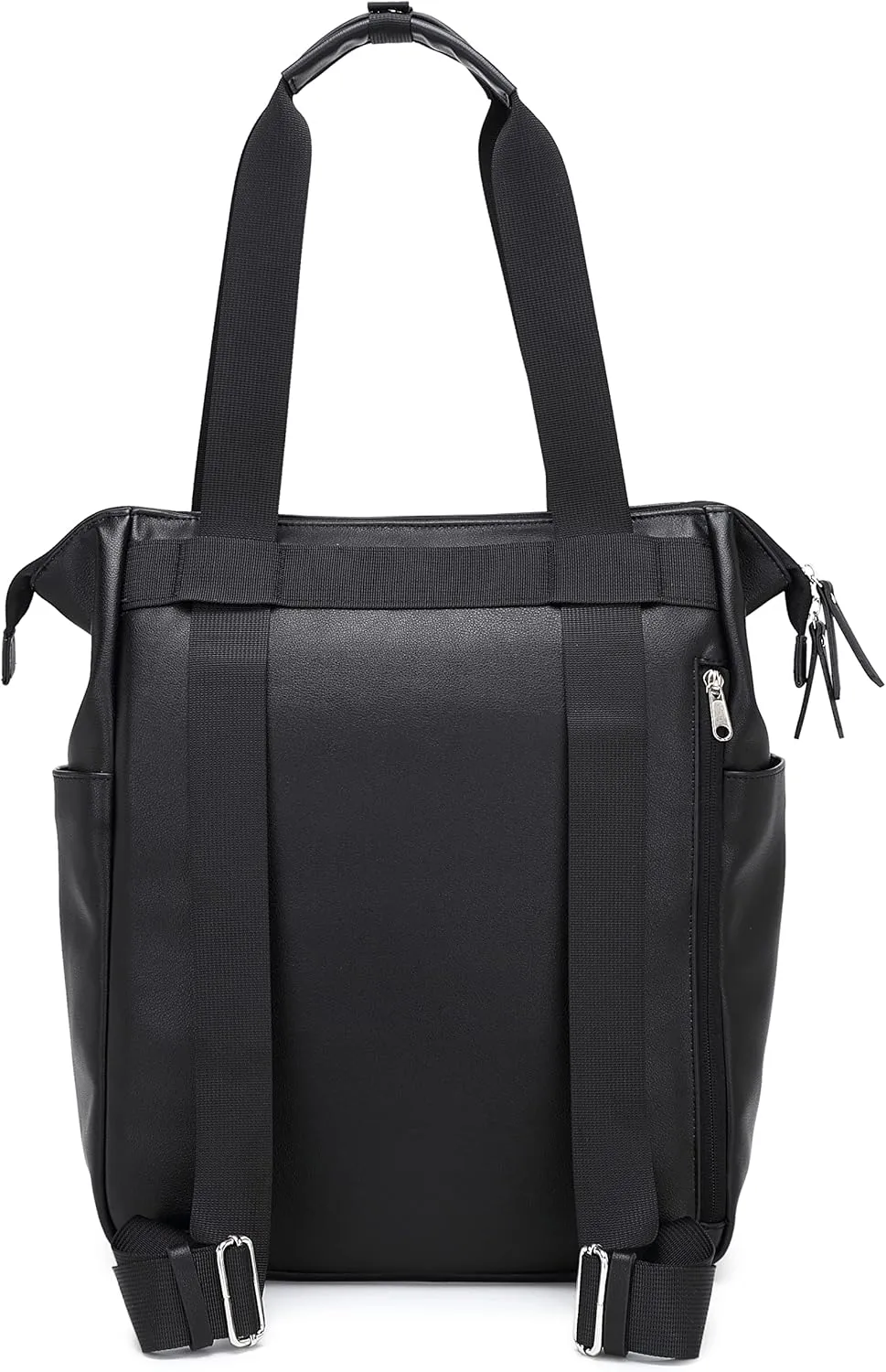 Kah&Kee Leather Convertible Tote Backpack for Women & Men | 14-Inch Laptop Diaper Bag, Office Work, Commuting, Ideal for Teachers, Travel ((Black))