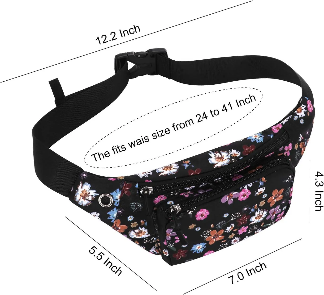 KAMO Fanny Pack, Waist Bag Sling Backpack Water Resistant Durable Polyester Small Waist Bag