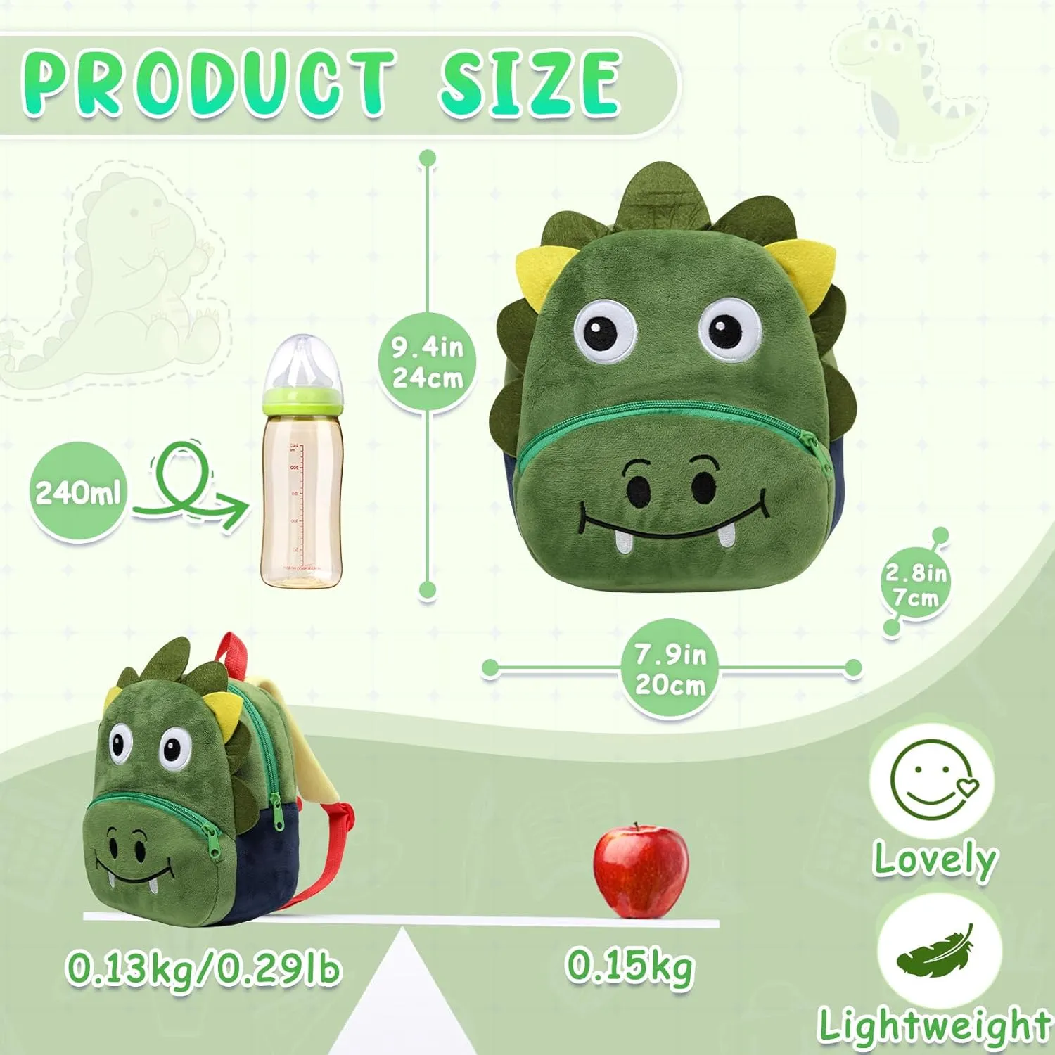 Kasqo Toddler Backpack for Boys and Girls, Kids Backpack Small Cute Animal Soft Plush Mini Backpack for 1-6 Years