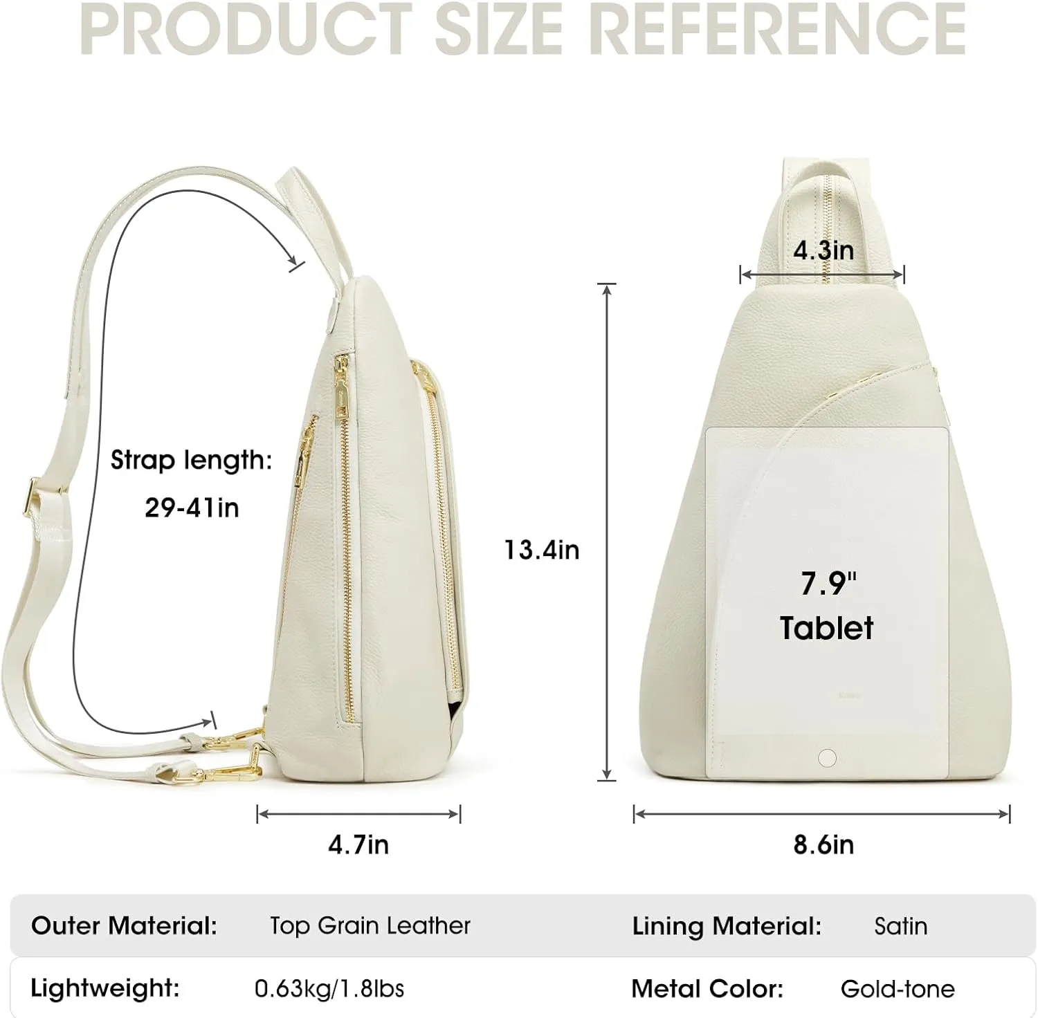 Kattee Sling Bag for Women Crossbody Fanny Packs Chest Bag Top Grain Leather Daypack Backpack RFID Blocking Travel