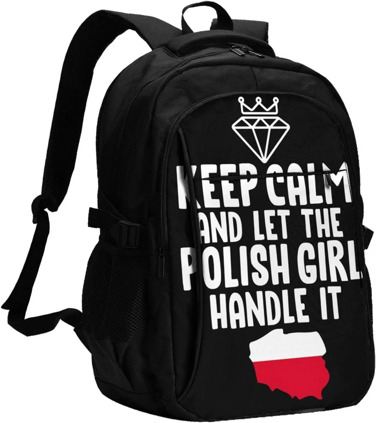 Keep Calm And Let The Polish Women Handle It Poland Slogan Casual Travel Backpacks Hiking Camping Backpack Large Outdoor Sport Daypack Laptop Rucksack Climbing Working Bags with USB Port