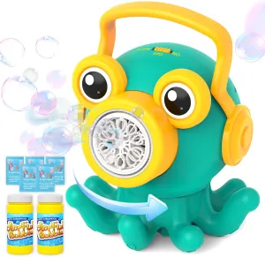 Kid Toys Octopus Bubble Machine – Rotatable Portable Automatic Bubble Maker with LED Light for 3 to 7 Year Old Kids, Birthday Gifts for Ages 4-8, Outdoor Bath Time & Party Fun