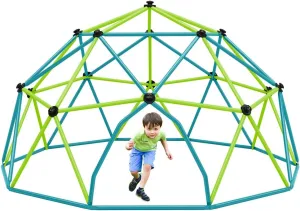 Kids Climbing Dome Tower - 12 ft Jungle Gym Geometric Playground Dome Climber Monkey Bars Play Center, Rust & UV Resistant Steel Supporting 1000 LBS (Blue Green   Metal   3 to 4 Years)