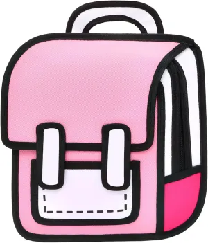 Kids Kawaii Backpack for Girls Cute Toddler 2D Cartoon Comic Paper Jump Bookbag Fun Weird School Schoolbag (Pink, Small)
