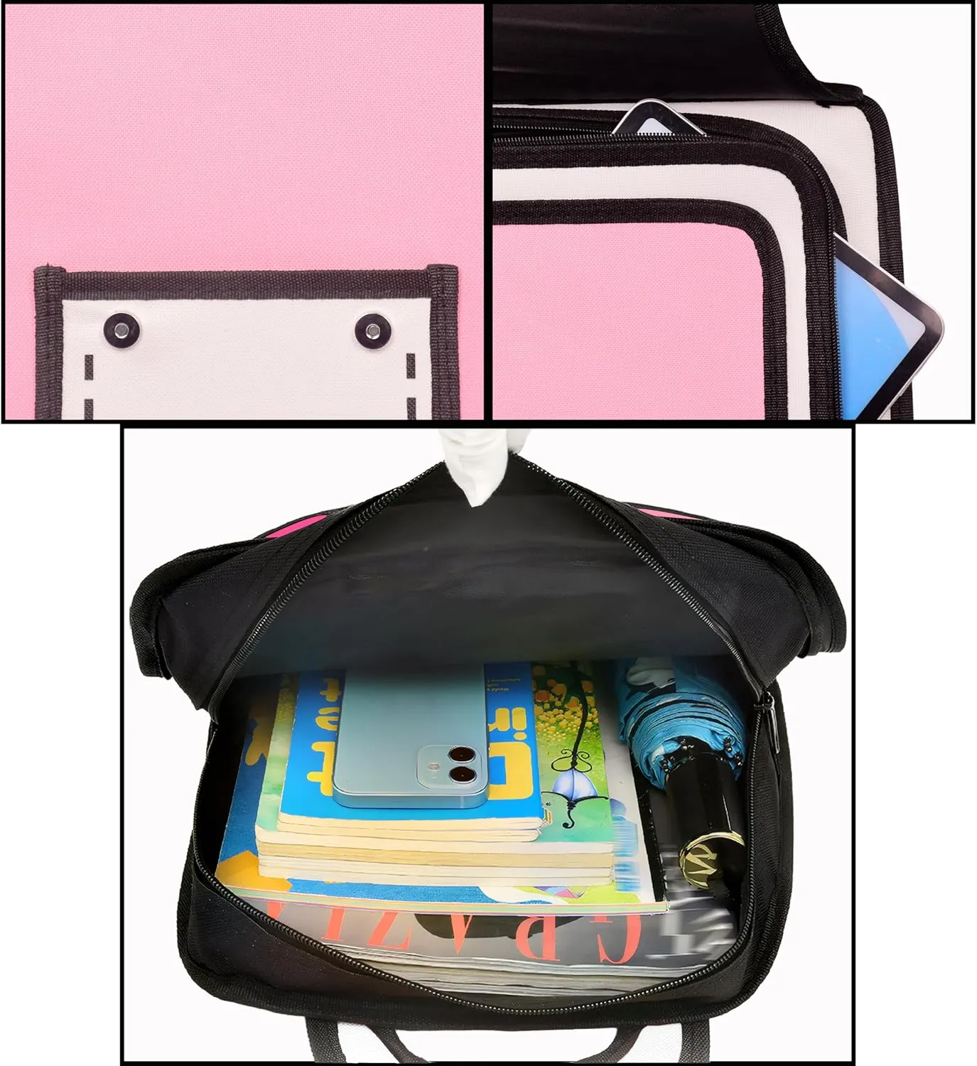 Kids Kawaii Backpack for Girls Cute Toddler 2D Cartoon Comic Paper Jump Bookbag Fun Weird School Schoolbag (Pink, Small)
